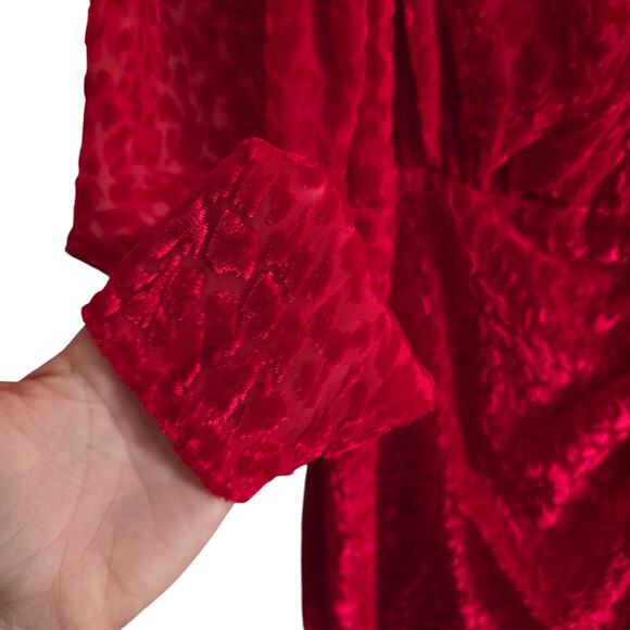 The Kooples Womens Red Artichoke Burnout Velvet Leopard Mini Dress 2 Feminine - Picture 4 of 11